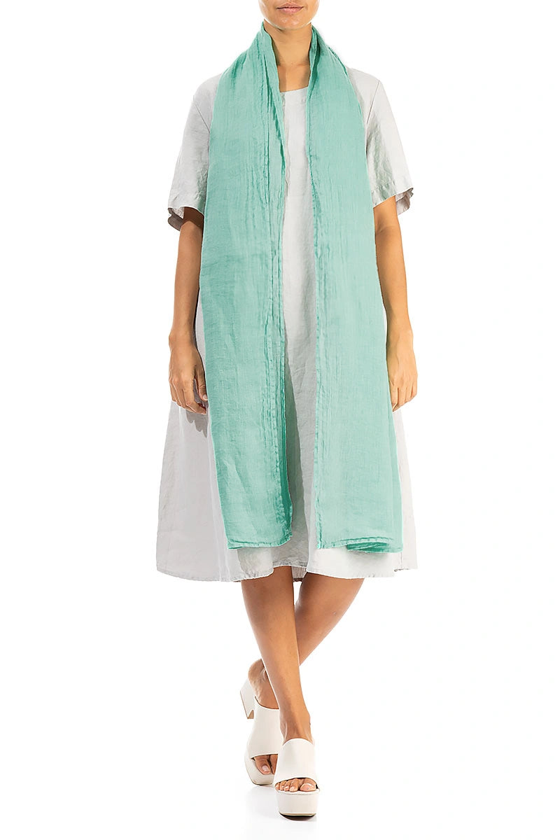 Mint Soft Gauze Linen Scarf 2