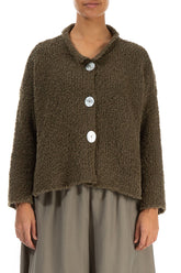 Moss Brown Alpaca Wool Cardigan 1