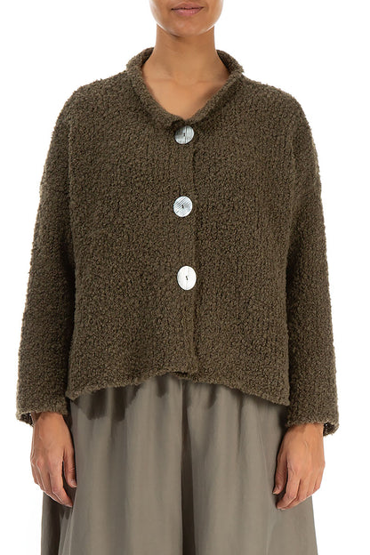 Moss Brown Alpaca Wool Cardigan 1