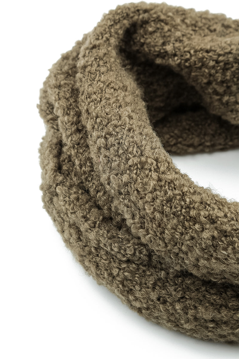 Moss Brown Alpaca Wool Infinity Scarf 4