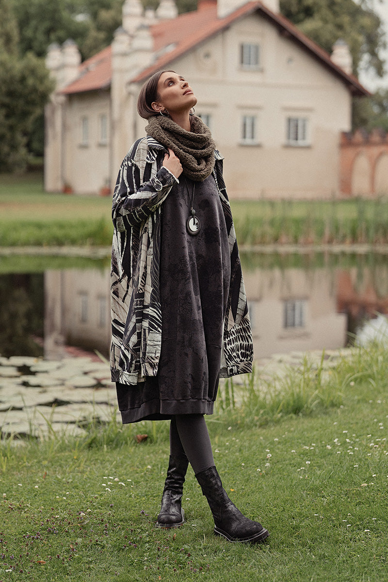Moss Brown Alpaca Wool Infinity Scarf 6
