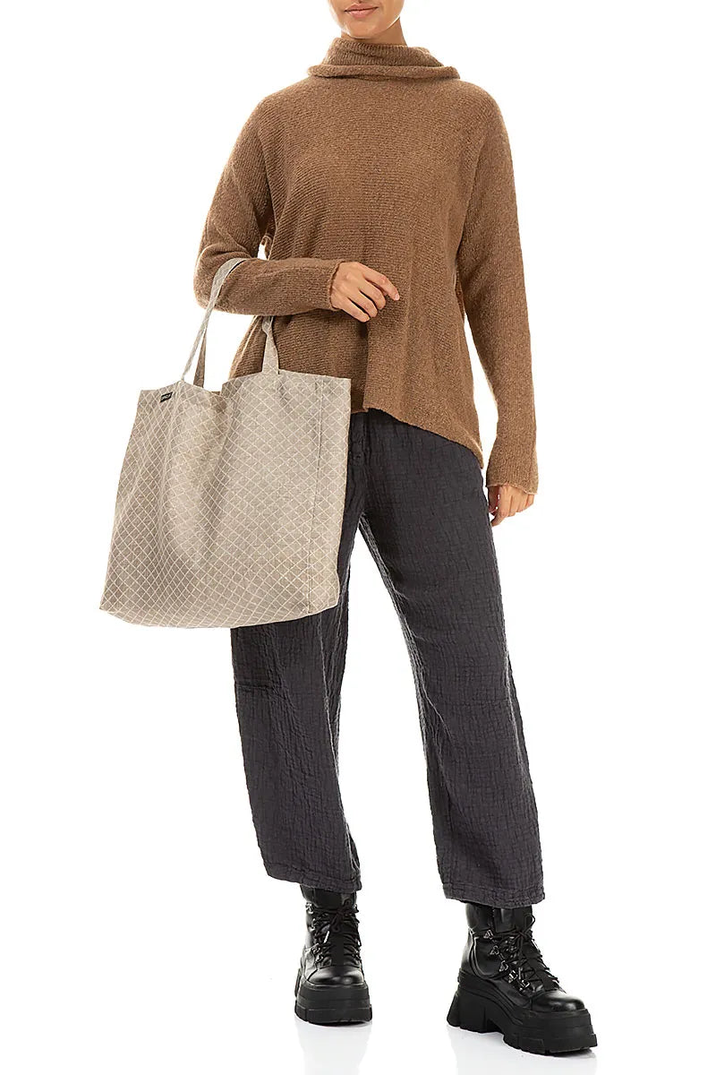 Natural Lattice Linen Tote Bag 2