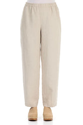 Straight Full Length Natural Linen Trousers 1
