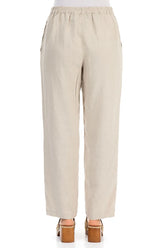 Straight Full Length Natural Linen Trousers 2
