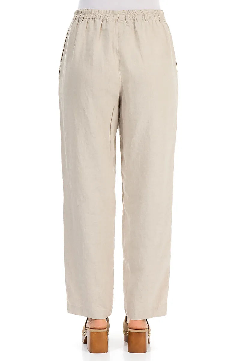 Straight Full Length Natural Linen Trousers 2