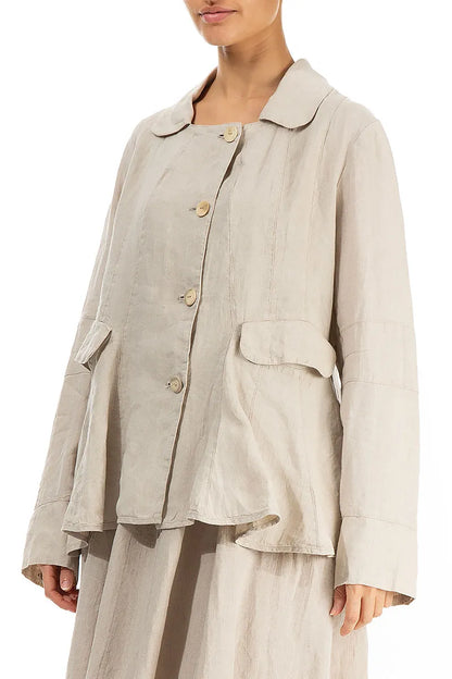 Natural Peplum Linen Jacket