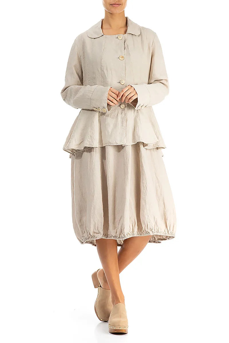 Natural Peplum Linen Jacket