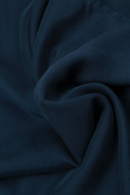 Navy Crumpled Pure Silk Skirt