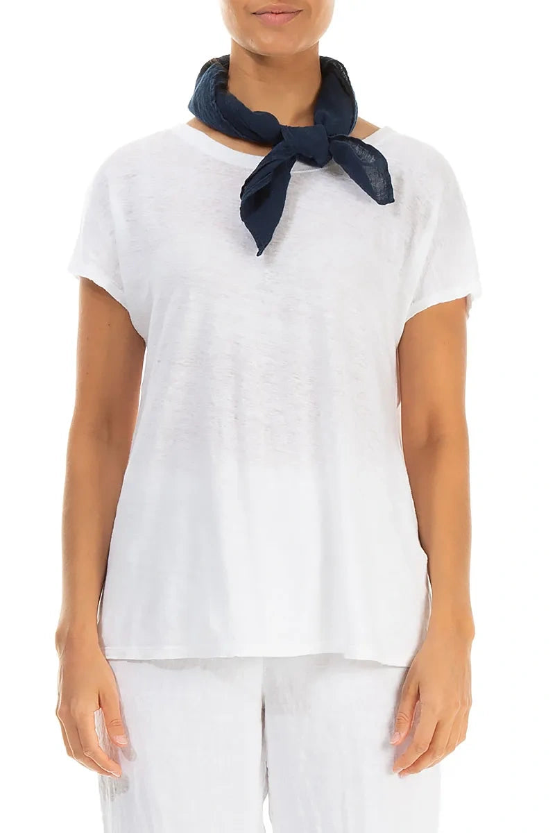 Navy Gauze Linen Square Scarf 1