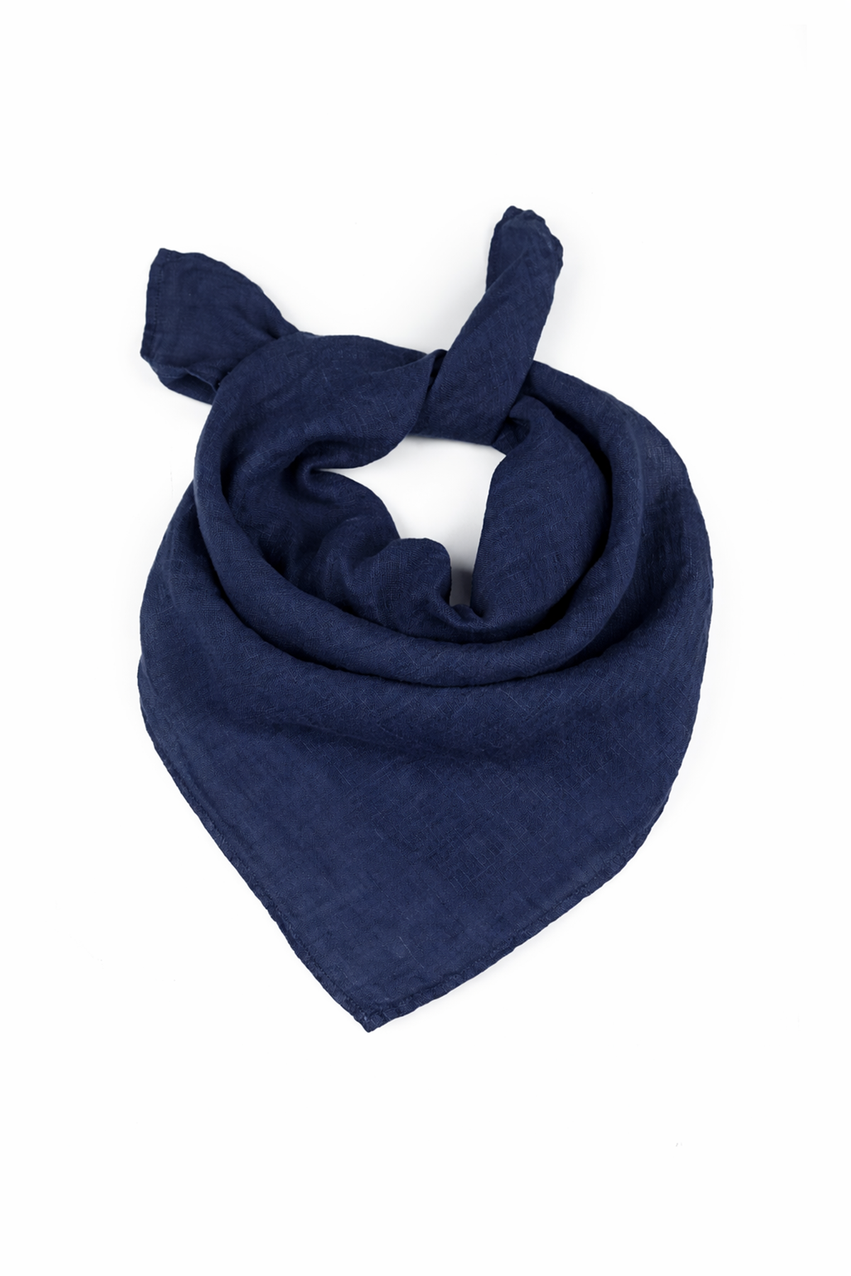 Navy Gauze Linen Square Scarf 4