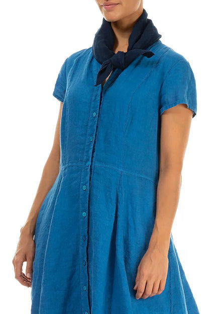 Navy Gauze Linen Square Scarf 3