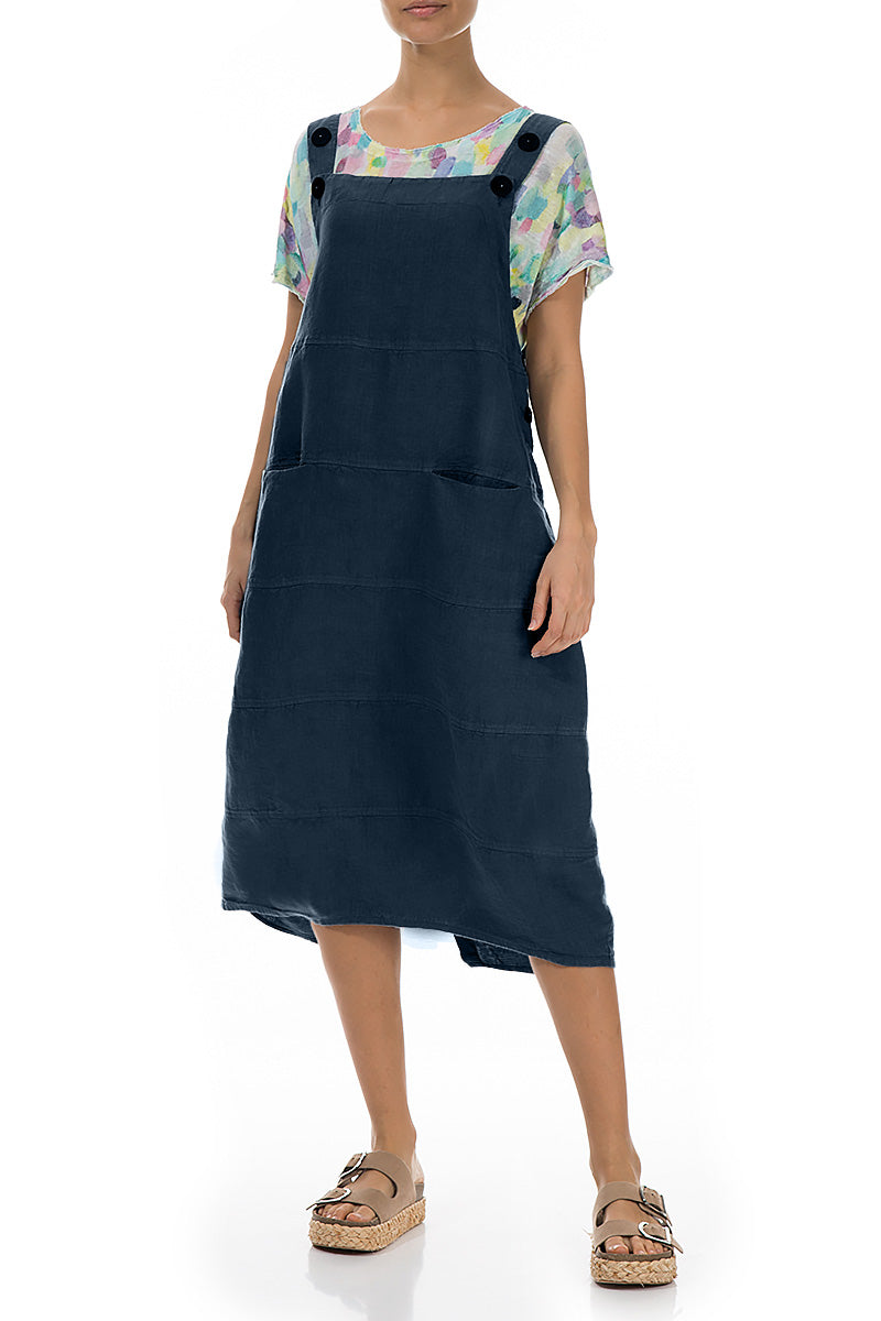 Salopette en lin bleu marine