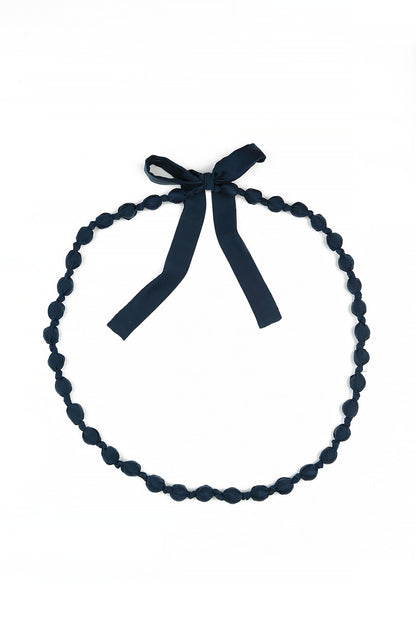 Navy Silk Fine Bead Necklace 4