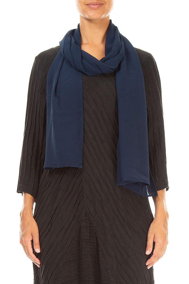 Navy Silk Scarf 1
