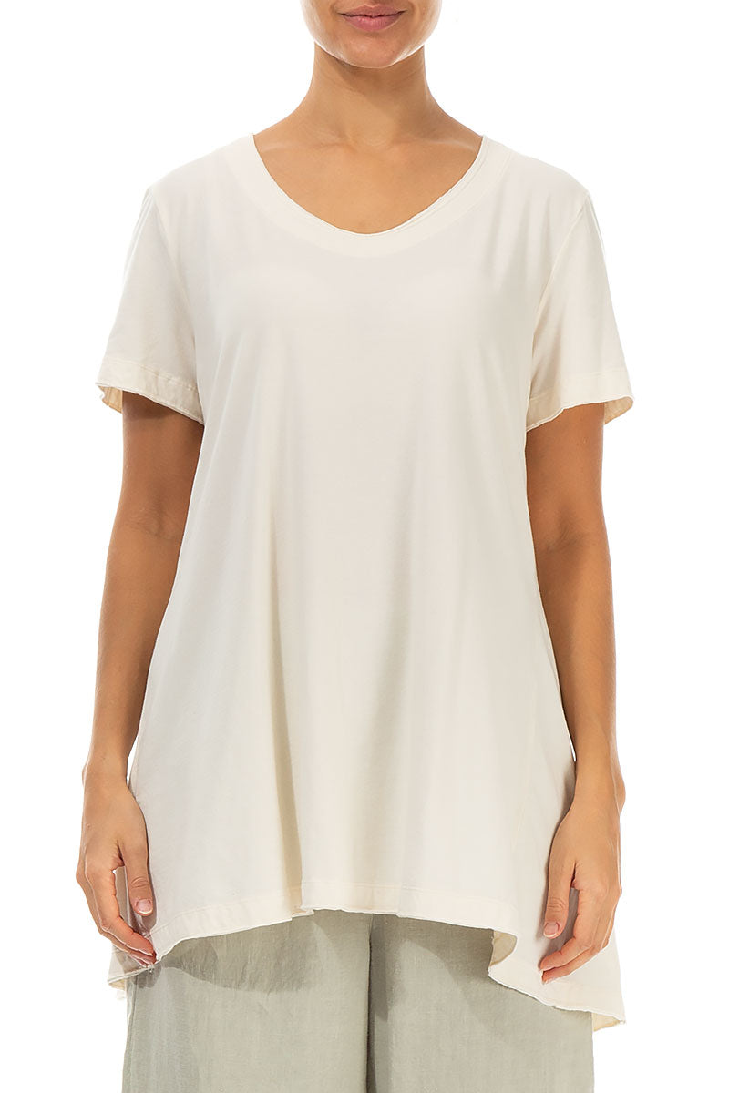 Off White Cotton Jersey Tunic Top 1