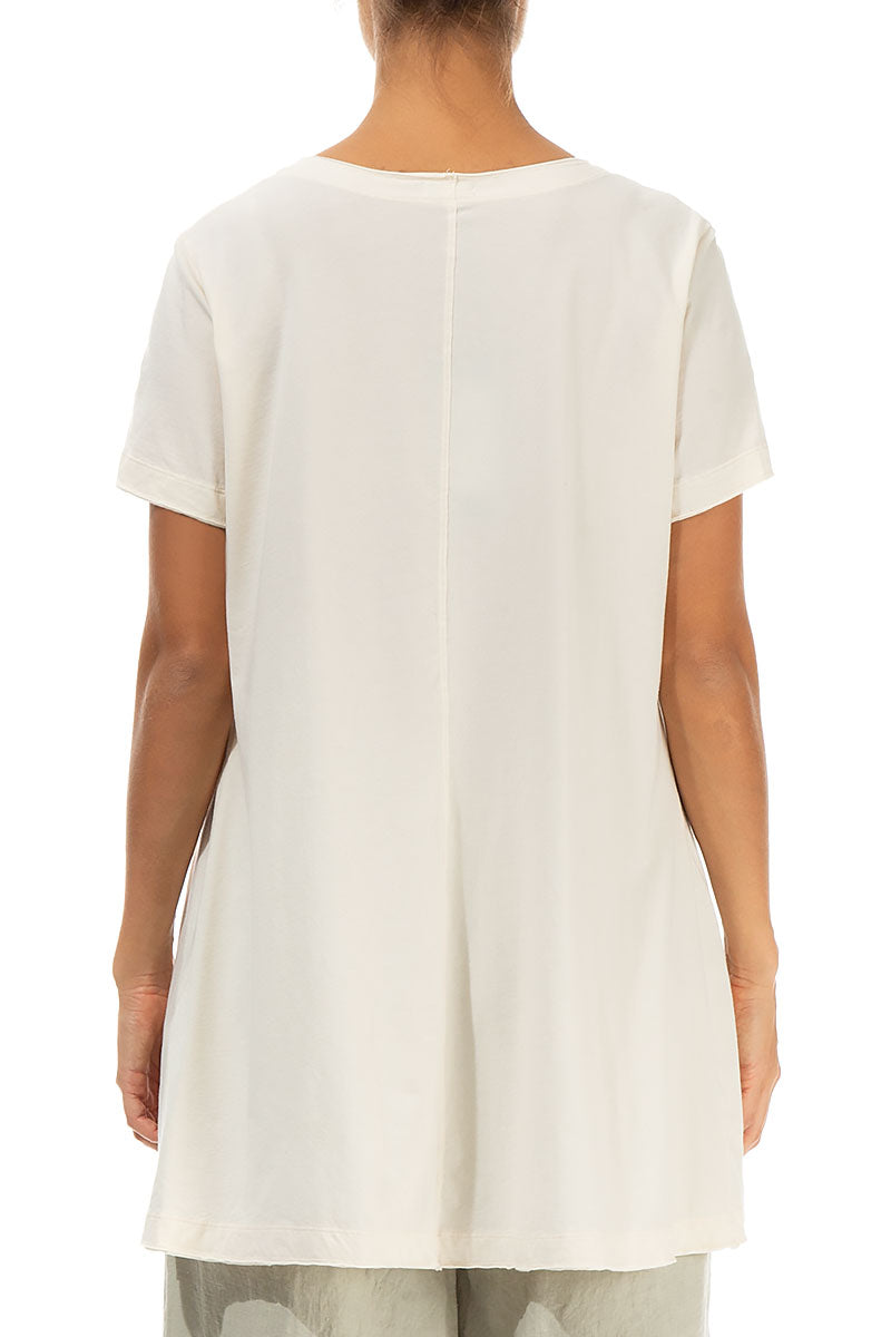 Off White Cotton Jersey Tunic Top 2