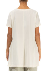 Off White Cotton Jersey Tunic Top 2