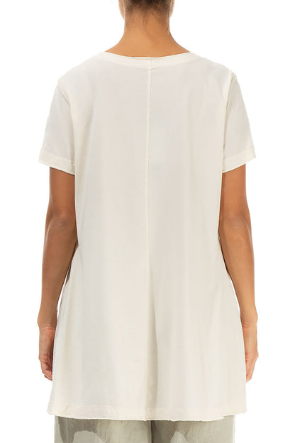 Off White Cotton Jersey Tunic Top 2