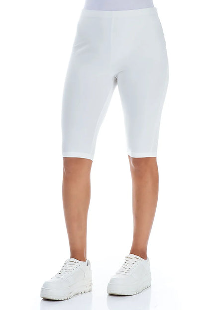 Short en coton stretch blanc cassé