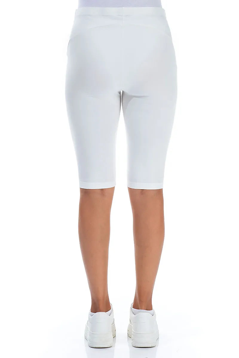 Short en coton stretch blanc cassé