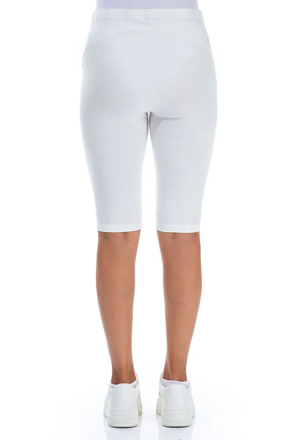 Short en coton stretch blanc cassé