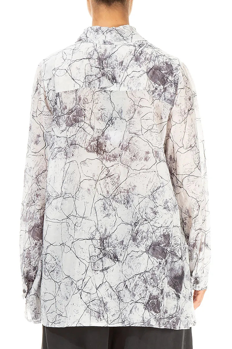 Off White Marble Silk Cotton Shirt 2