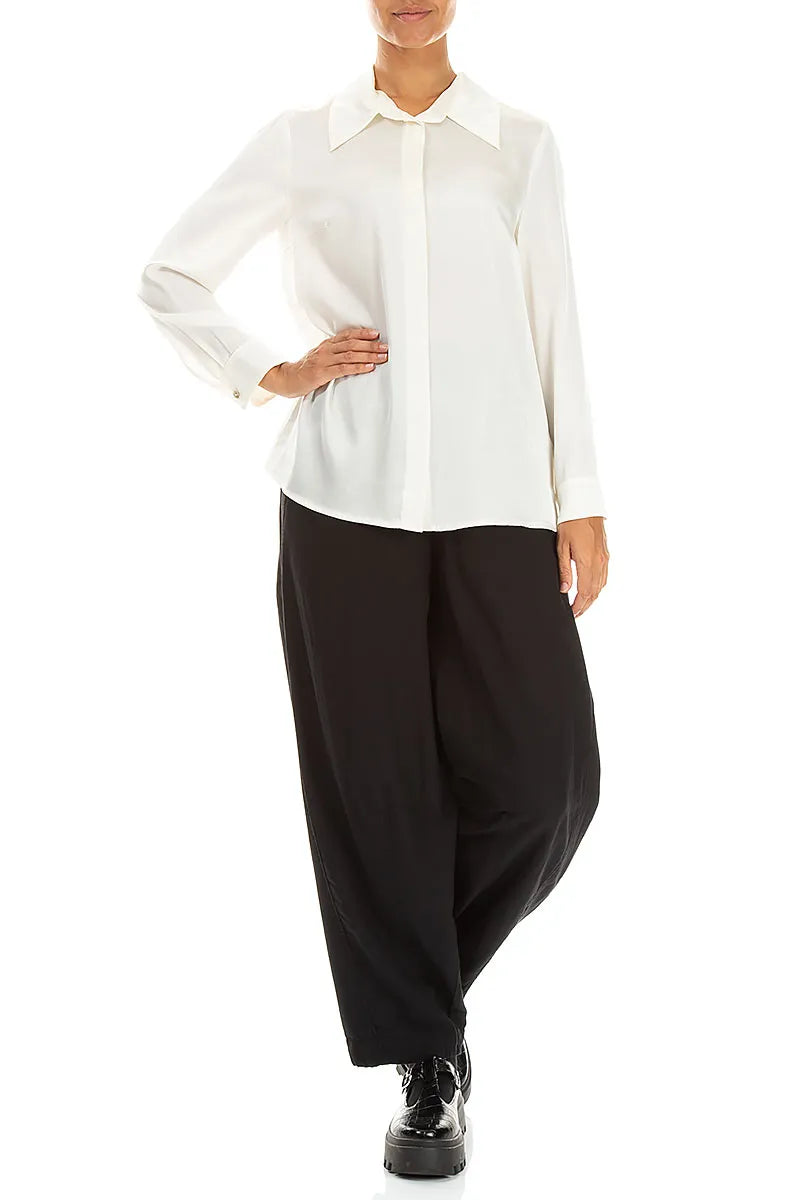 Softly Tailored Off White Silk Shirt 4