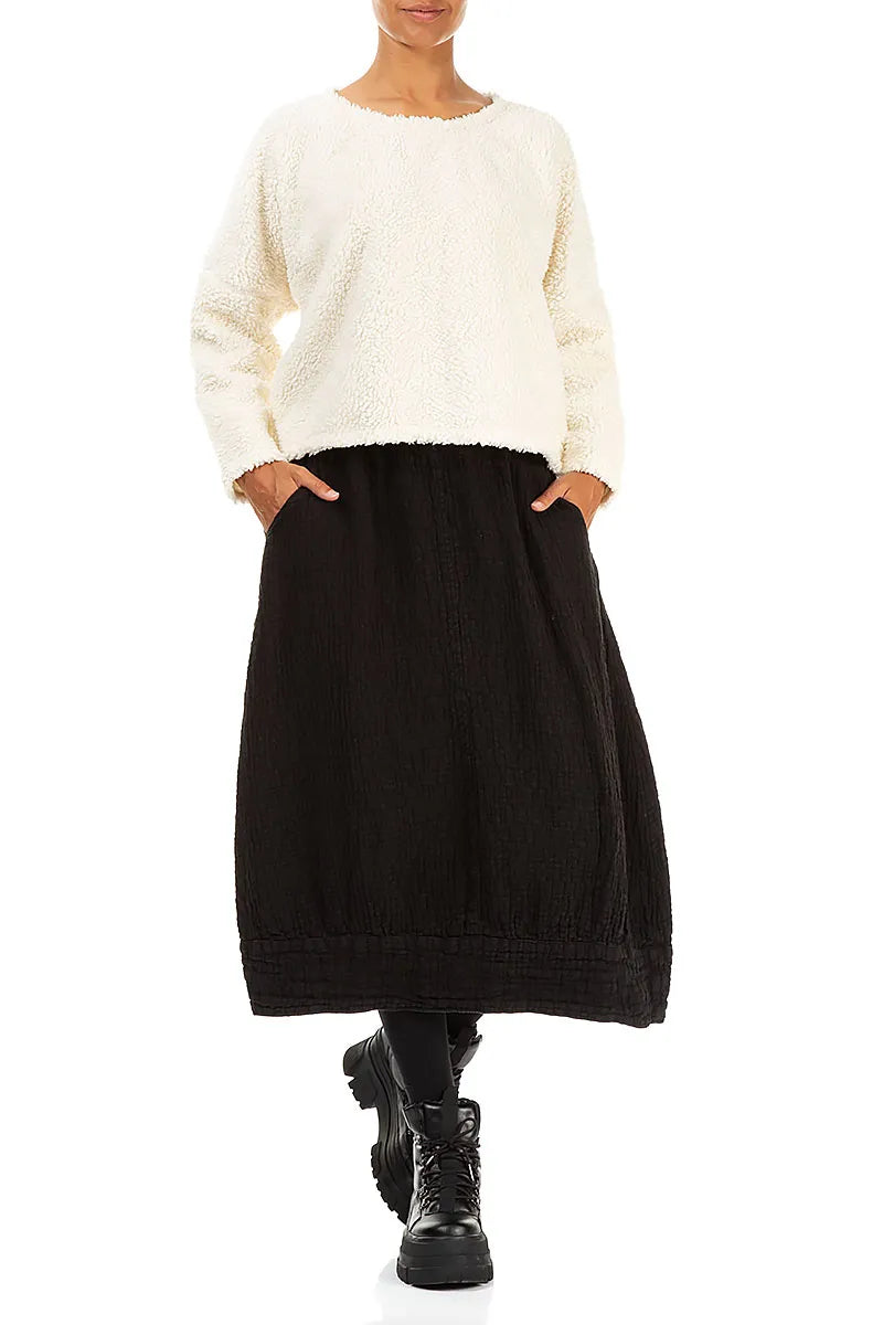 Pull en coton teddy blanc cassé