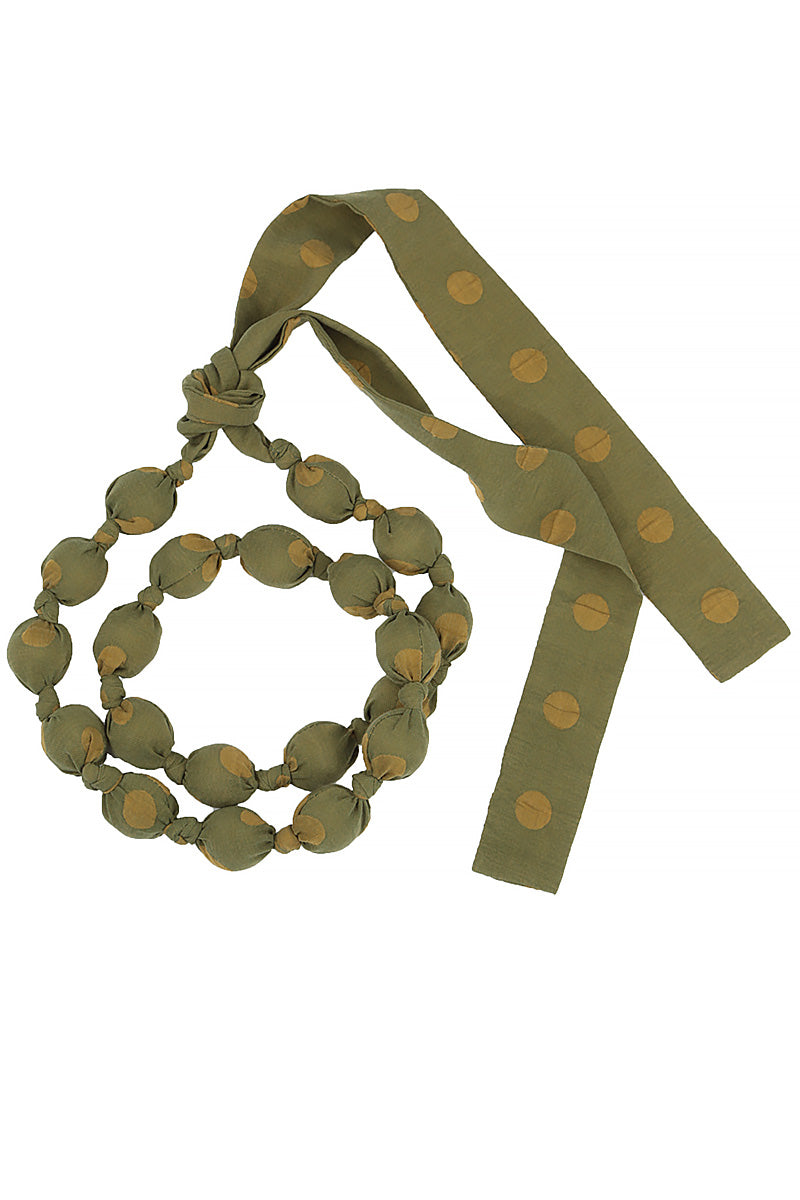 Olive Dotty Silk Bead Necklace 6
