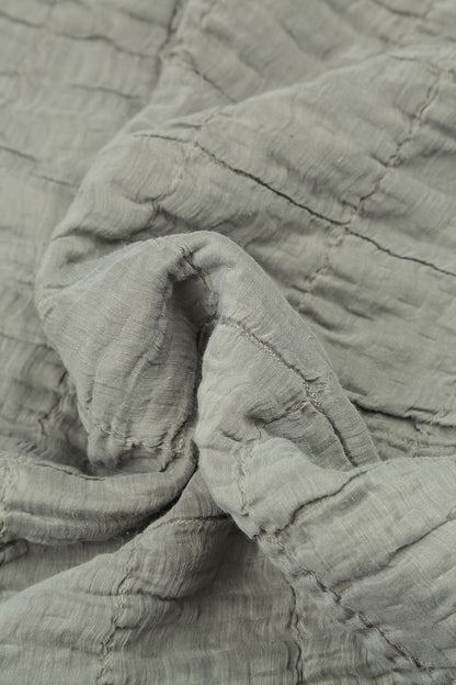 Olive Grey Pleated Silk Linen Blouse