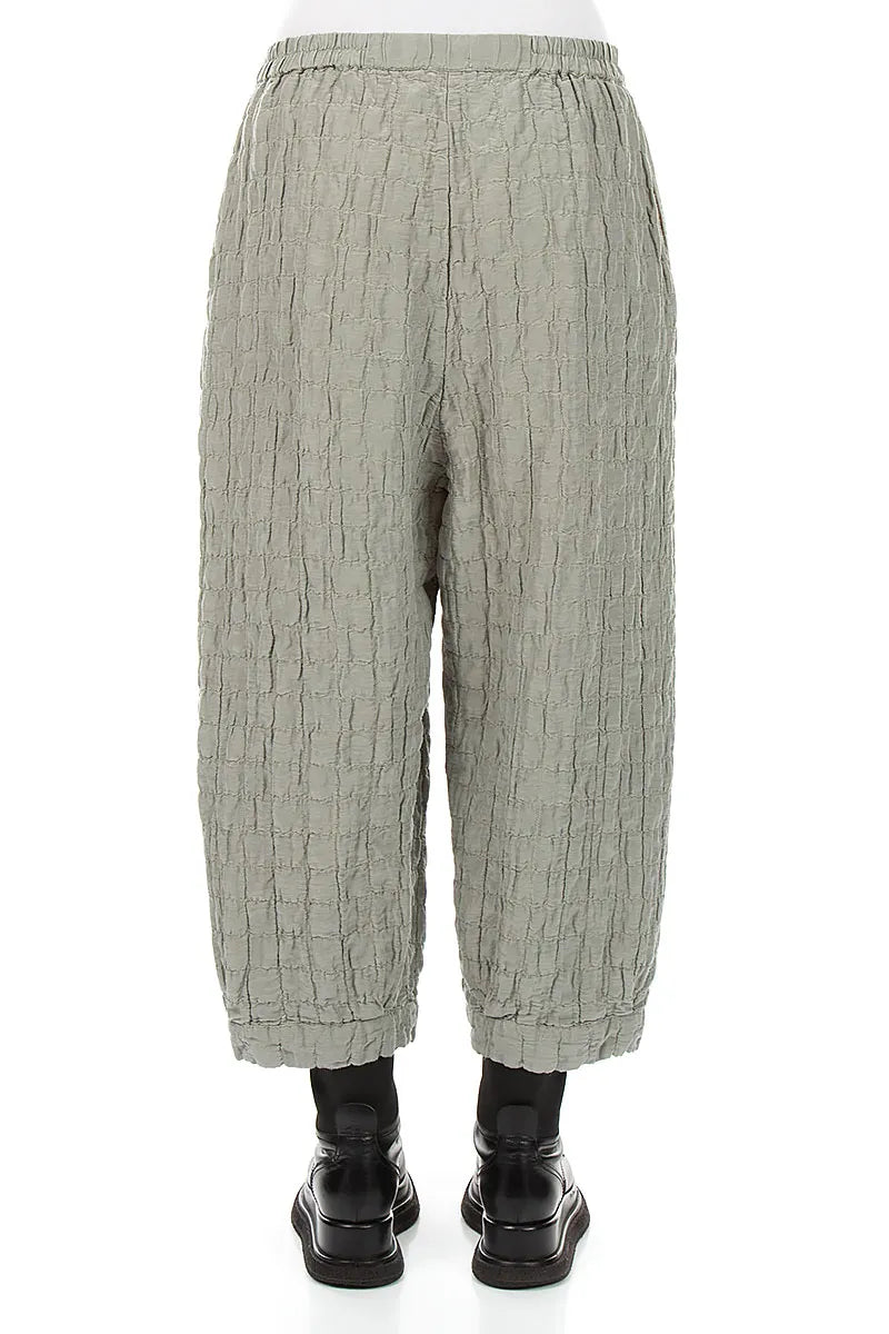 Olive Grey Pleated Silk Linen Trousers 2