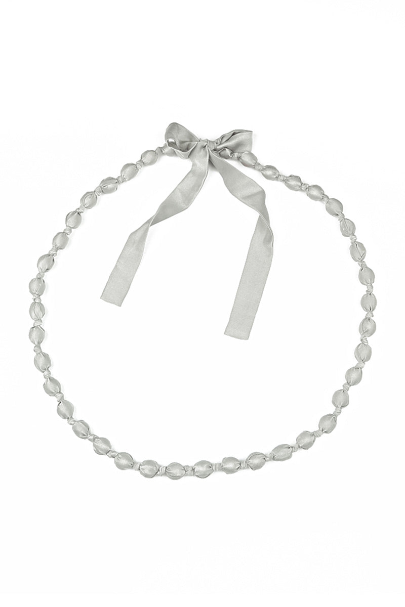 Olive Grey Silk Fine Bead Necklace