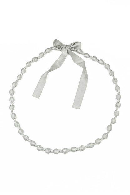 Olive Grey Silk Fine Bead Necklace