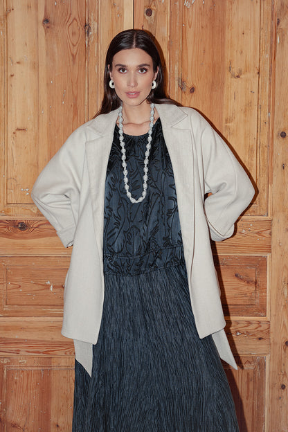 Olive Grey Silk Fine Bead Necklace