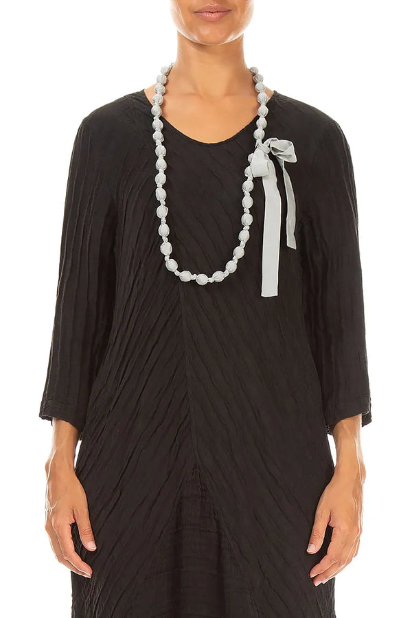 Olive Grey Silk Fine Bead Necklace