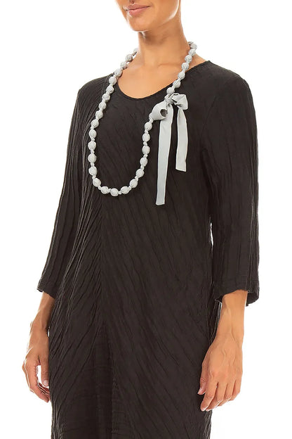 Olive Grey Silk Fine Bead Necklace