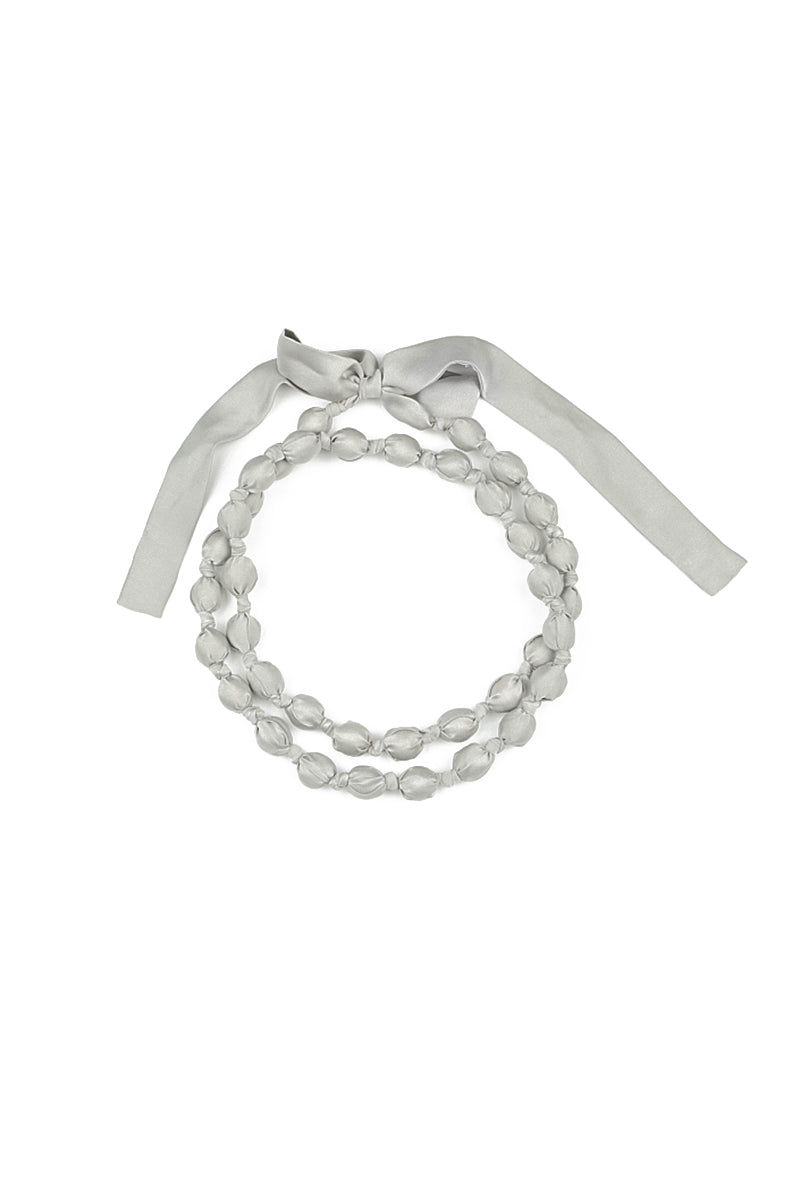 Olive Grey Silk Fine Bead Necklace