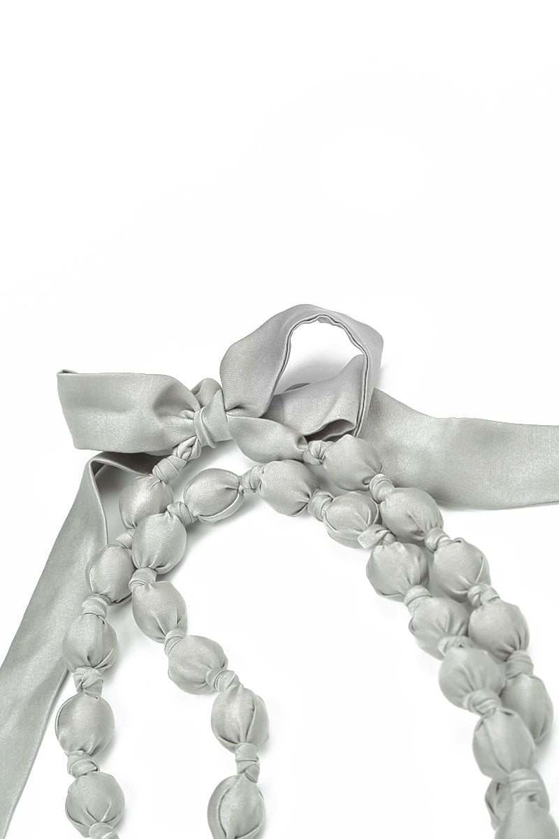 Olive Grey Silk Fine Bead Necklace