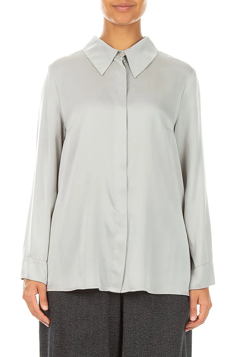 Olive Grey Silk Shirt