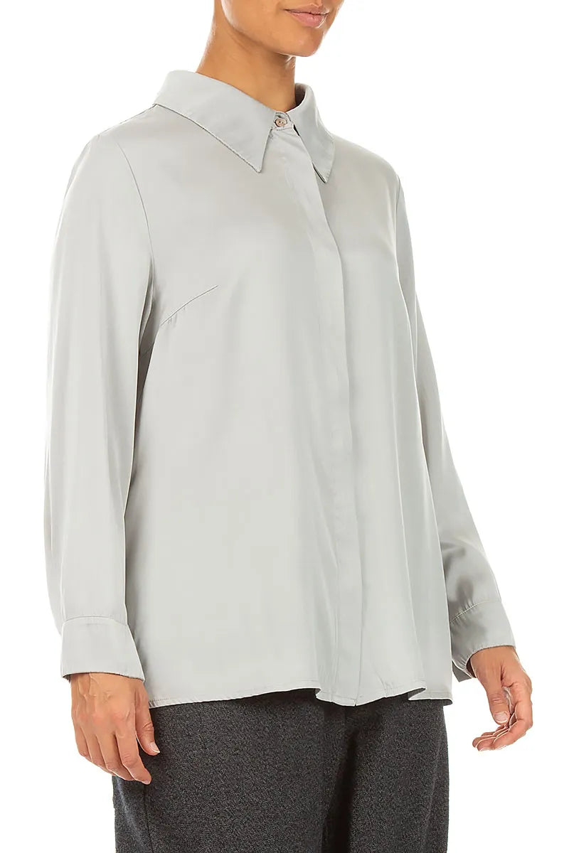 Olive Grey Silk Shirt