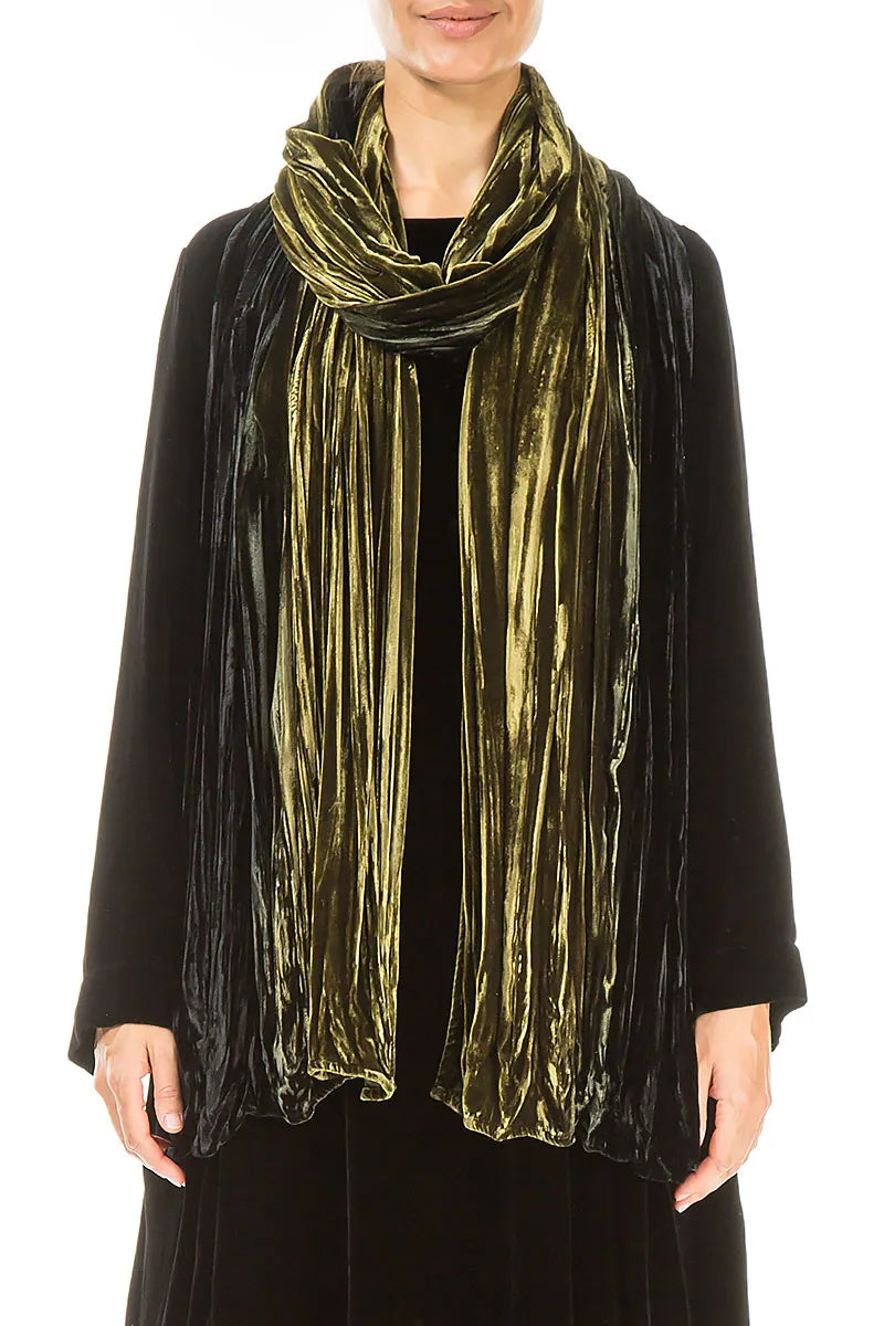 Olive Ombré Silk Velvet Scarf 1