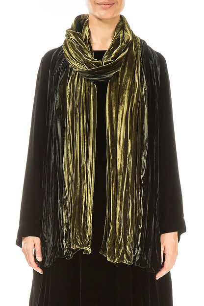 Olive Ombré Silk Velvet Scarf 1