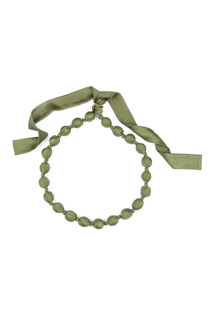 Olive Silk Bead Necklace 6