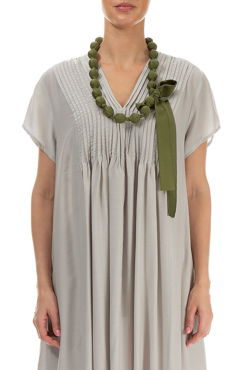 Olive Silk Bead Necklace 1