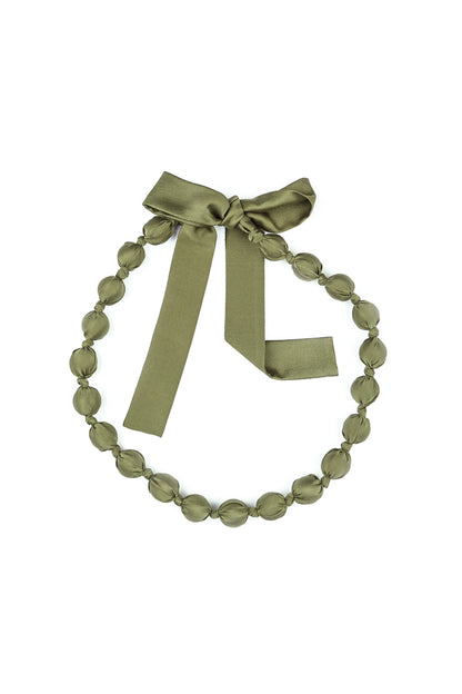 Olive Silk Bead Necklace 4