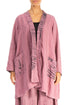 Open Printed Back Mauve Taupe Linen Jacket 1
