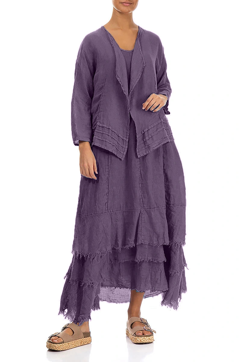 Open Amethyst Gauze Linen Jacket