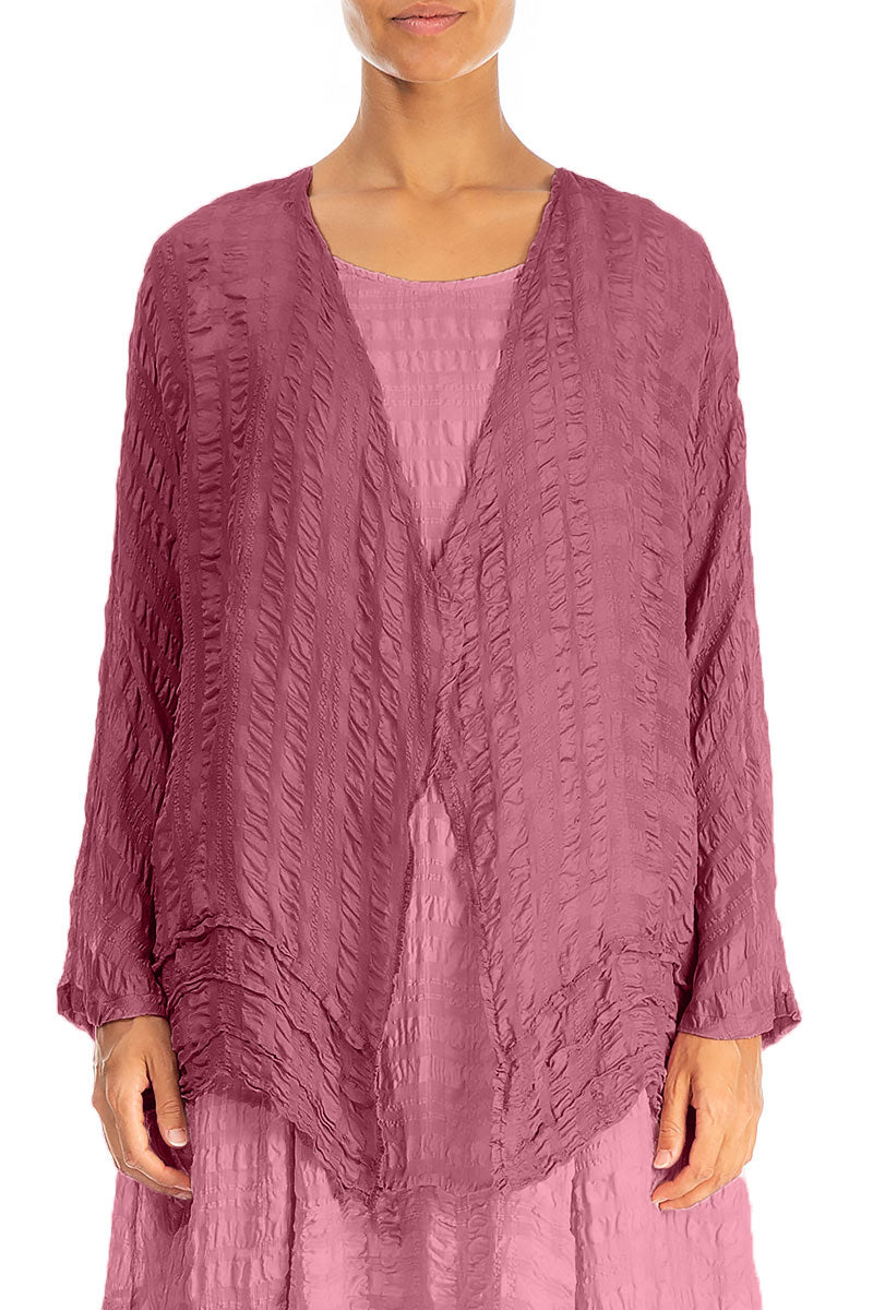 Open Antique Ruby Textured Silk Jacket