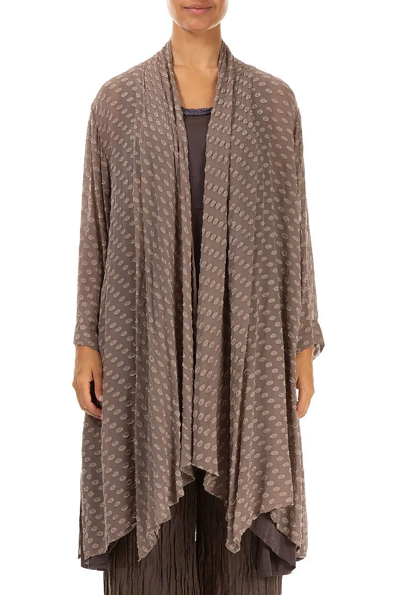 Open Bubbly Pattern Silver Pink Silk Jacket 1