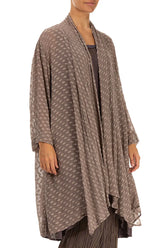 Open Bubbly Pattern Silver Pink Silk Jacket 3